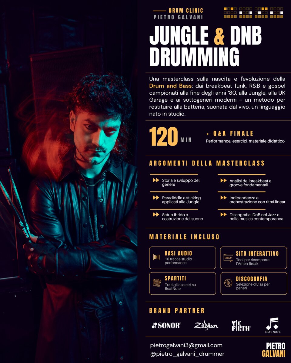 Locandina Masterclass Jungle & DnB Drumming